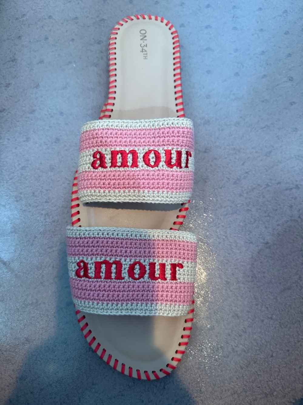Pink Crochet 'Amour' Double-Strap Slide Sandal - Women